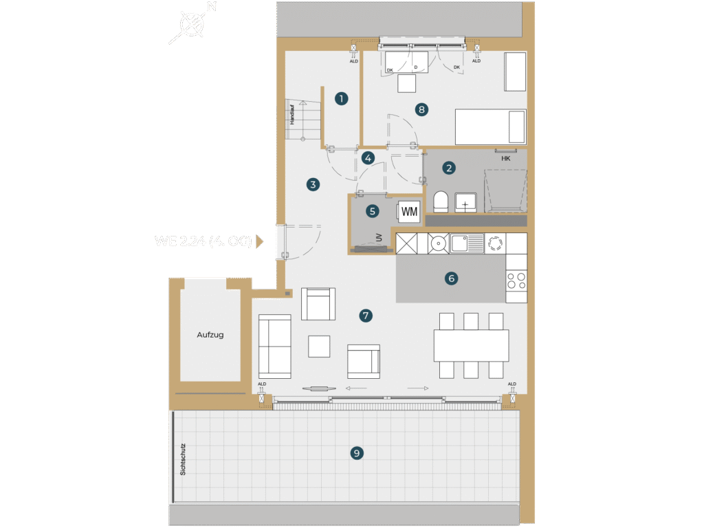 Grundriss des Penthouse Sinfonie Nr. 7